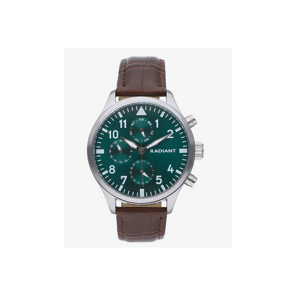 Reloj Radiant Caballero Caiman Piel Marrón Esfera Verde 43mm Ref: RA612709