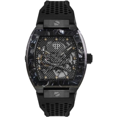 Reloj Philipp Plein Caballero Skeleton Automático Acero Pvd Negro Correa Silicona Negra 44mm  Ref: PWBAA0221