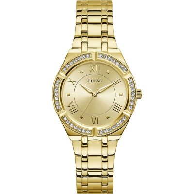 Reloj Guess Mujer Cosmo Acero Ip Dorado Esfera Dorada Con Circonitas En El Bisel 36mm Ref: GW0033L2