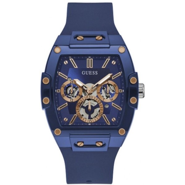 Reloj Guess Phoenix Caballero Policarbonato Azul Correa Silicona Azul Multifunción 43mm Ref: GW0203G7