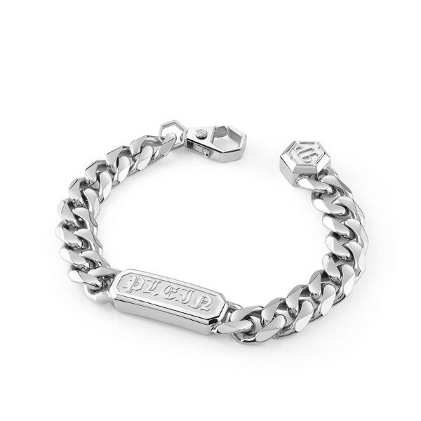 Pulsera Philipp Plein Caballero Gothic Tag Acero Placa Logo Ref: PJTEA03BL
