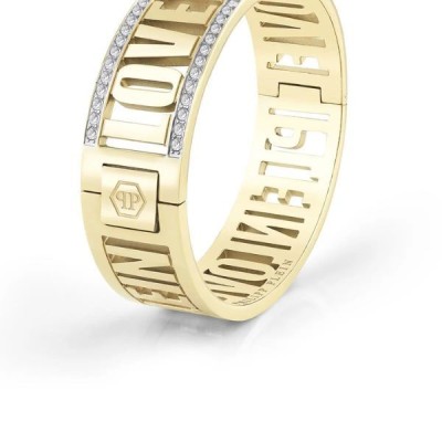 Brazalete Philipp Plein Acero Ip Dorado Letras Logo Ref: PJ1AA10BL