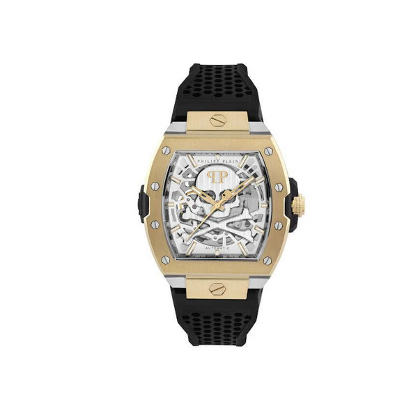 Reloj Philipp Plein Caballero The Skeleton 2.0 Automático Acero Ip Dorado Silicona Negro 44mm Ref: PWJFA0825