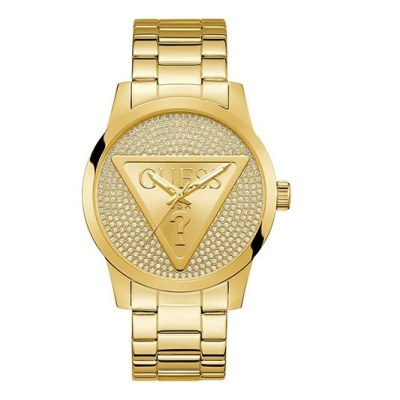 Reloj Guess Caballero Badge Acero Ip Dorado Esfera Logo Pavé 44mm Ref: GW0915G1