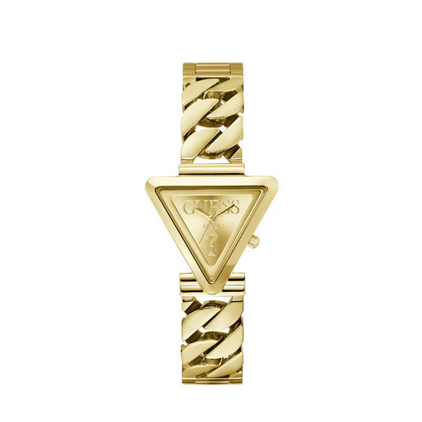 Reloj Guess Mujer Fame Acero Ip Dorado Brillante Caja Triangular Logo 30mm Ref: GW0859L2