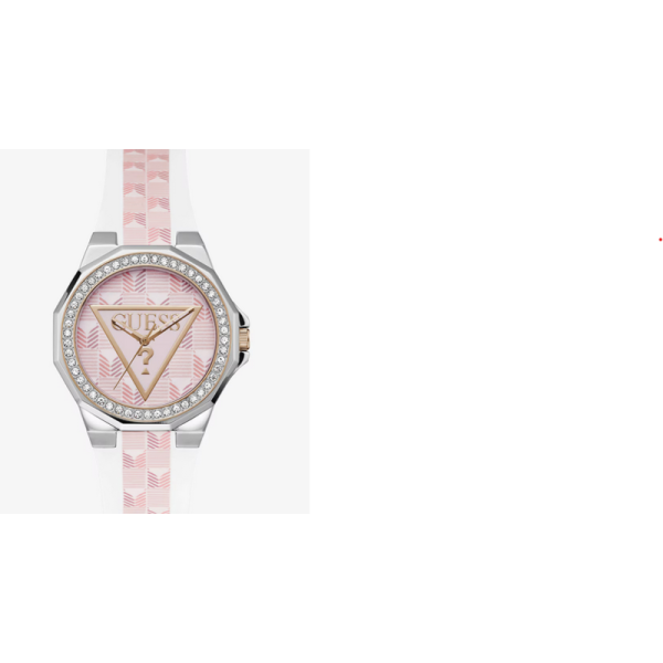 Reloj Guess Mujer Resort Correa Silicona Blanco Y Rosa Acero Con Bisel Con Circonitas 38mm Ref: GW0834L2