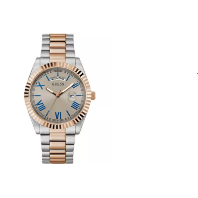 Reloj Guess Caballero Connoisseur Bicolor Acero/Ip Rosado Bisel Dentado 42mm Ref: GW0265G13