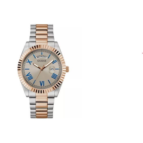 Reloj Guess Caballero Connoisseur Bicolor Acero/Ip Rosado Bisel Dentado 42mm Ref: GW0265G13
