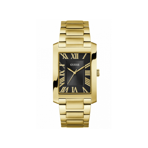 Reloj Guess Caballero Clyde Acero Ip Dorado Esfera Negra Caja Rectangular 33,7mm Ref: GW0896G2