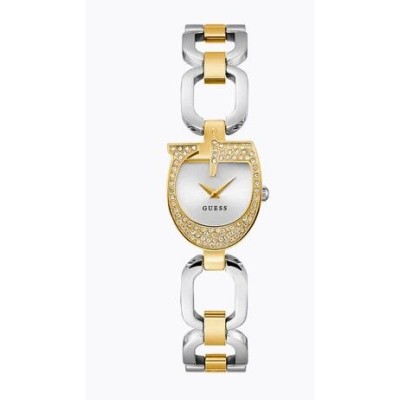 Reloj Guess Mujer Gia Bicolor Acero/Ip Dorado Caja En Forma De G Pavé 22mm Ref: GW0683L6