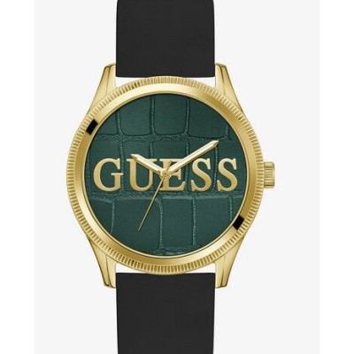Reloj Guess Caballero Reputation Silicona Negro Esfera Cocodrilo Verde 44mm Ref: GW0887G2