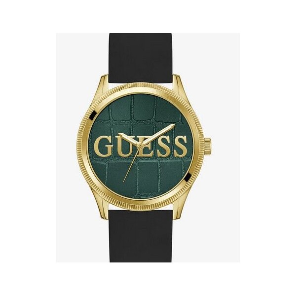 Reloj Guess Caballero Reputation Silicona Negro Esfera Cocodrilo Verde 44mm Ref: GW0887G2