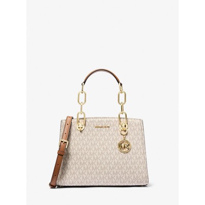 Bolso Michael Kors Mujer Cynthia Satchel Bag Pequeño Con Logotipo Vanilla/Acorn Ref: 30S4GCYS1B 252 VANILLA/ACORN