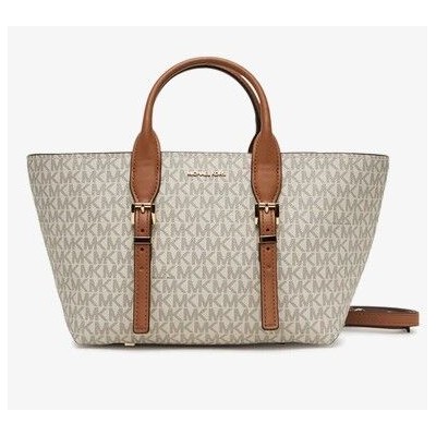 Bolso Michael Kors Mujer Moore Small Signature Logo Satchel Vanilla/Acorn Ref: 30R5G9OS1B VANILLA/ACORN