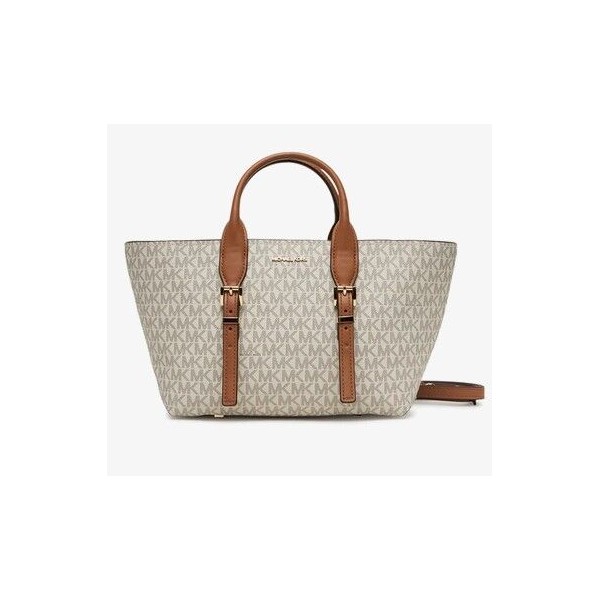 Bolso Michael Kors Mujer Moore Small Signature Logo Satchel Vanilla/Acorn Ref: 30R5G9OS1B VANILLA/ACORN