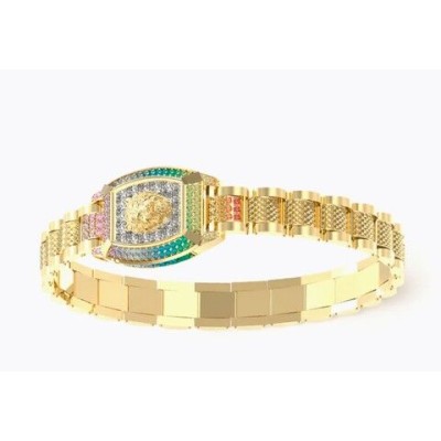 Pulsera Guess Caballero Lion King Acero Dorado Con Circonitas De Colores Ref: JUMB05032JWYGMCT-U