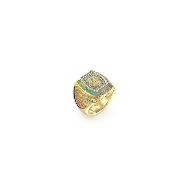 Anillo Guess Caballero Lion King Acero Dorado Con Circonitas De Colores Ref: JUMR05034JWYGMC64