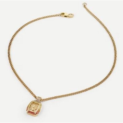 Colgante Guess Caballero Lion King Acero Dorado Con Circonitas De Colores Ref: JUMN05033JWYGMCT-U