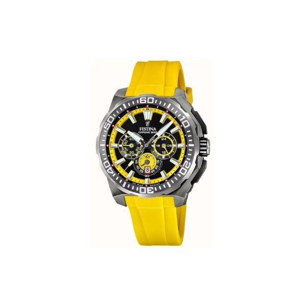 Reloj Festina Chrono Bike 2025 (45.5mm) Yellow & Black Dial / Yellow Rubber Strap Ref: F20725/1