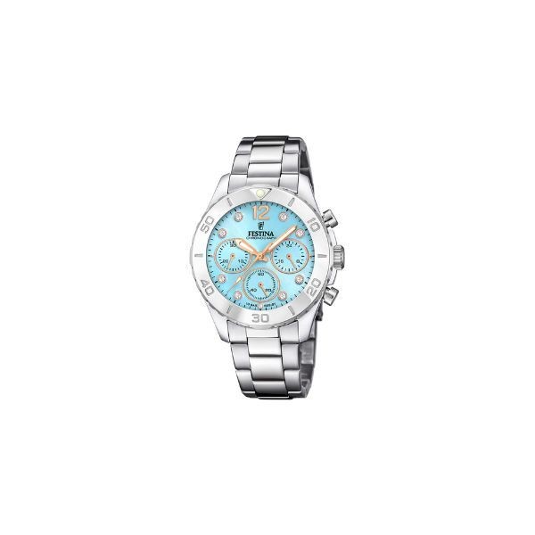 Reloj Festina Mujer Boyfriend Acero Esfera Celeste Chronograph 39mm Ref: F20603/4