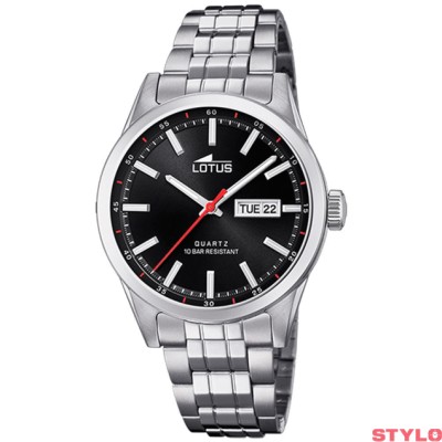 Reloj Lotus Caballero Classic Steel Con Esfera Negra Acero 42mm Ref: 18670/4