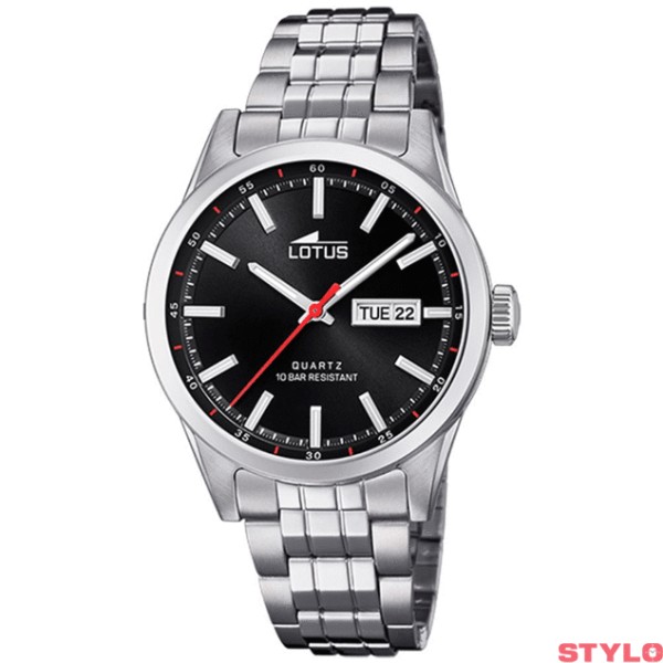 Reloj Lotus Caballero Classic Steel Con Esfera Negra Acero 42mm Ref: 18670/4