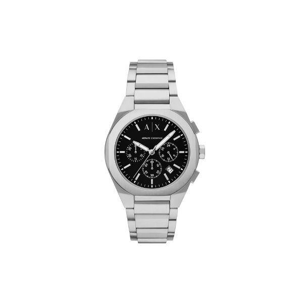 Reloj Armani Exchange Caballero Acero Esfera Negra Cronógrafo 42mm Ref: AX4186
