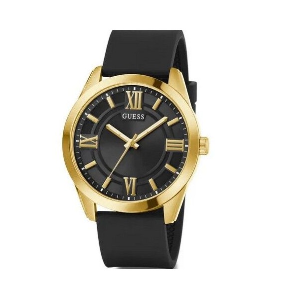Reloj Guess Caballero Elliot Silicona Negra Acero Ip Dorado Ref: GW0894G2