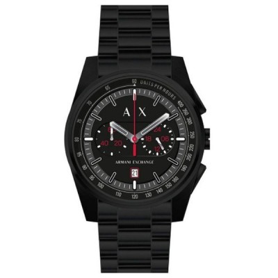 Reloj Armani Exchange Caballero Parker Chrono Acero Ip Negro Esfera Negra 42mm Ref: AX2864