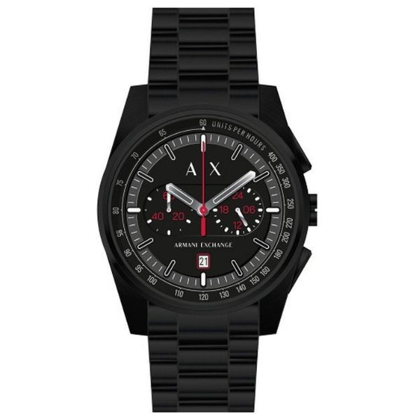 Reloj Armani Exchange Caballero Parker Chrono Acero Ip Negro Esfera Negra 42mm Ref: AX2864