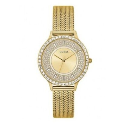 Reloj Guess Mujer Soiree Malla Milanesa Acero Ip Dorado Con Circonitas 40mm Ref: GW0402L2