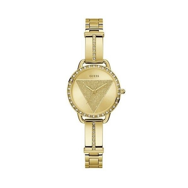 Reloj Guess Mujer Tri Bellini Acero Ip Dorado Esfera Logo Glitter Con Circonitas 30mm Ref: GW0914L2