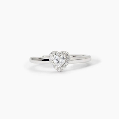 Anillo Mabina Mujer Love Affair Corazón Pequeño Circonita Blanca Plata De Ley Ref: 523381