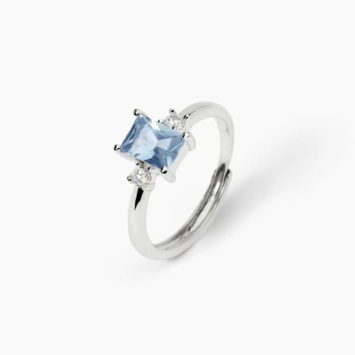 Anillo Mabina Mujer Battito Aguamarina Sintética Cúbica Plata De Ley Ref: 523364