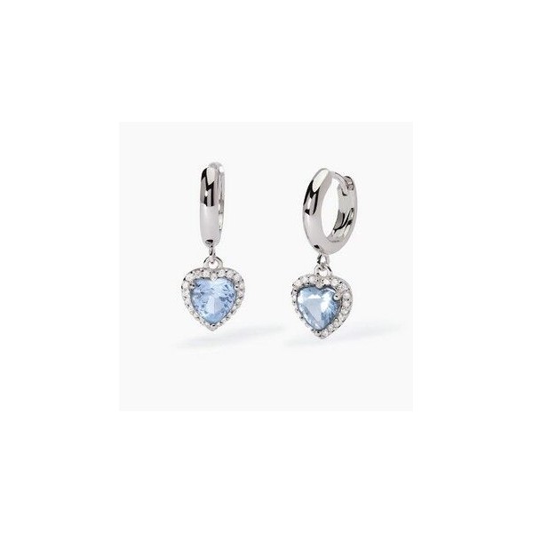 Pendientes Mabina Mujer Love Affair Colgantes Corazón Aguamarina Sintética Plata De Ley Ref: 563808