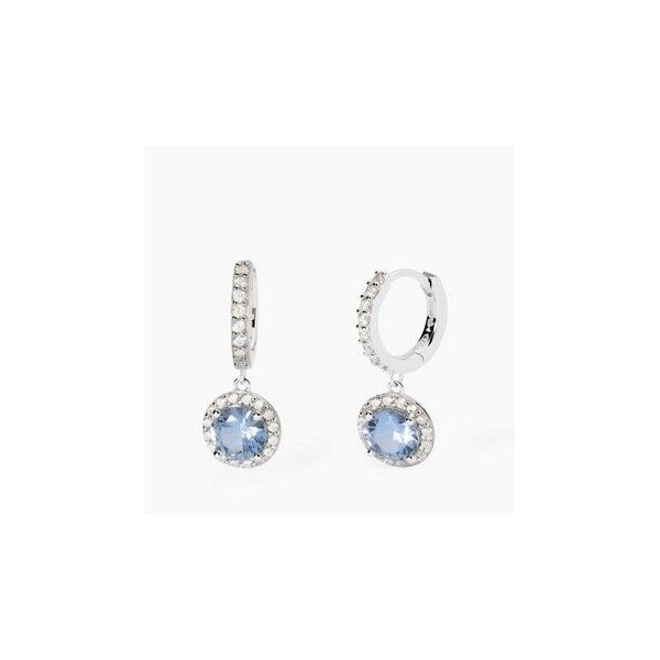 Pendientes Colgantes Mabina Mujer Revival Agua Marina Sintética y Circonitas Blancas Plata De Ley Ref: 563787