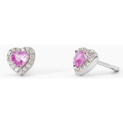 Pendientes Mabina Mujer Love Affair Corazón Pequeño Turmalina Rosa Sintética Plata De Ley Ref: 563744