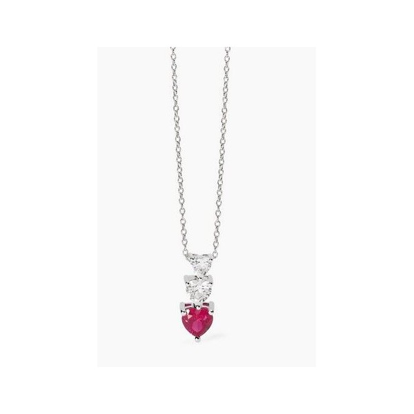 Colgante Mabina Mujer Lovely Corazón Rubí Sintético y Circonitas Blancas En Plata De Ley Ref: 553761
