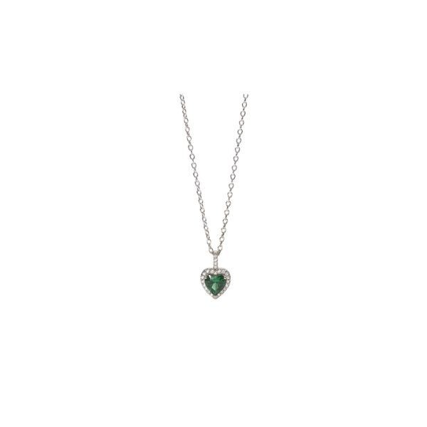 Colgante Mabina Mujer Love Affair Corazón Esmeralda Sintética Plata De Ley Ref: 553600