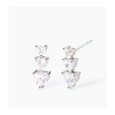 Pendientes Mabina Mujer Lovely Corazones Blancos Plata De Ley Ref:563821