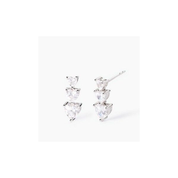 Pendientes Mabina Mujer Lovely Corazones Blancos Plata De Ley Ref:563821