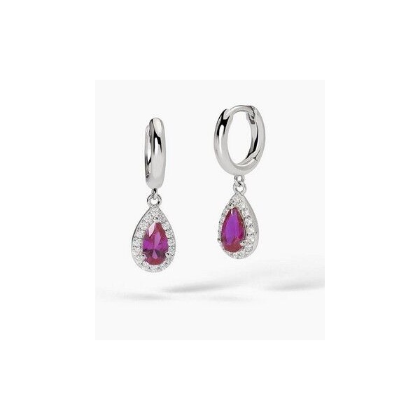 Pendientes Colgantes Mabina Mujer Cool Or Rétro? Lágrima Rubí Sintético Plata De Ley Ref: 563734