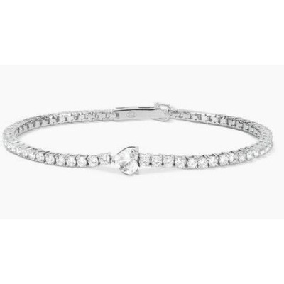 Pulsera Mabina Mujer Tennis Club Circonitas Blancas Corazón Circonita Baguette Plata De Ley Ref: 533438-S
