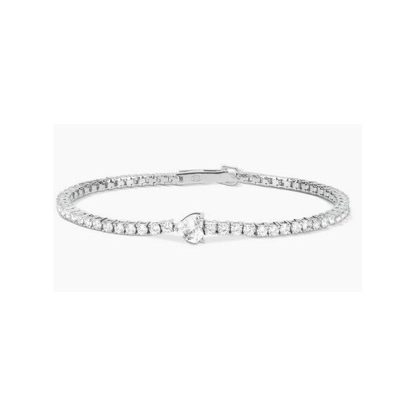 Pulsera Mabina Mujer Tennis Club Circonitas Blancas Corazón Circonita Baguette Plata De Ley Ref: 533438-S