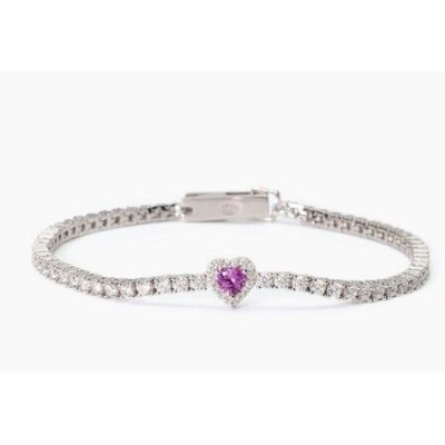 Pulsera Mabina Mujer Love Affair Circonitas Blancas Corazón Rosa Plata De Ley Ref: 533838-16