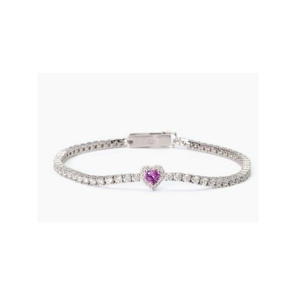 Pulsera Mabina Mujer Love Affair Circonitas Blancas Corazón Rosa Plata De Ley Ref: 533838-16