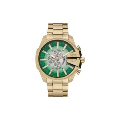 Reloj Diesel Caballero Mega Chief Slim Acero Ip Dorado Esfera Verde Cronógrafo 48mm Ref: DZ4684