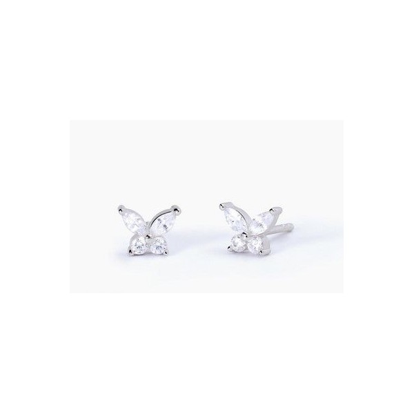 Pendientes Mabina Mujer Secret Garden Mariposas Circonitas Blancas Plata De Ley Ref: 563572
