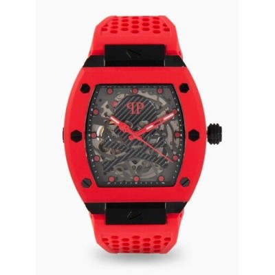 Reloj Philipp Plein Caballero The Skeleton Automatic Silicona Rojo 44mm Ref: PWBAA2224
