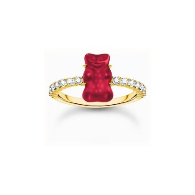 Anillo Thomas Sabo Con Baño De Oro, Osito de Oro HARIBO Rojo Mini y Piedras De Circonita Ref: TR2459-414-10-56